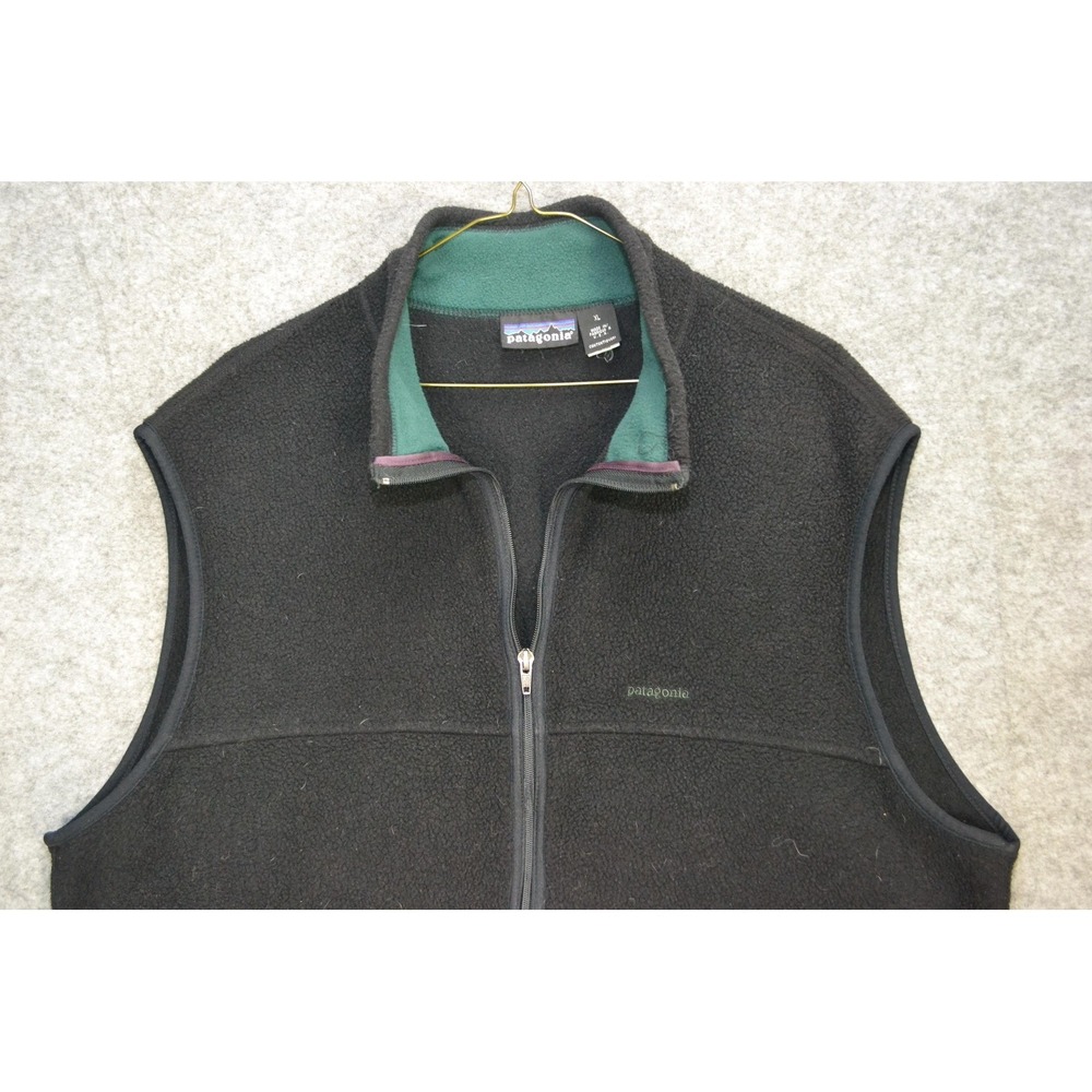 Vintage Patagonia Vest Mens XL Black Fleece Full Zip Pockets Made USA 90s - Picture 4 of 16
